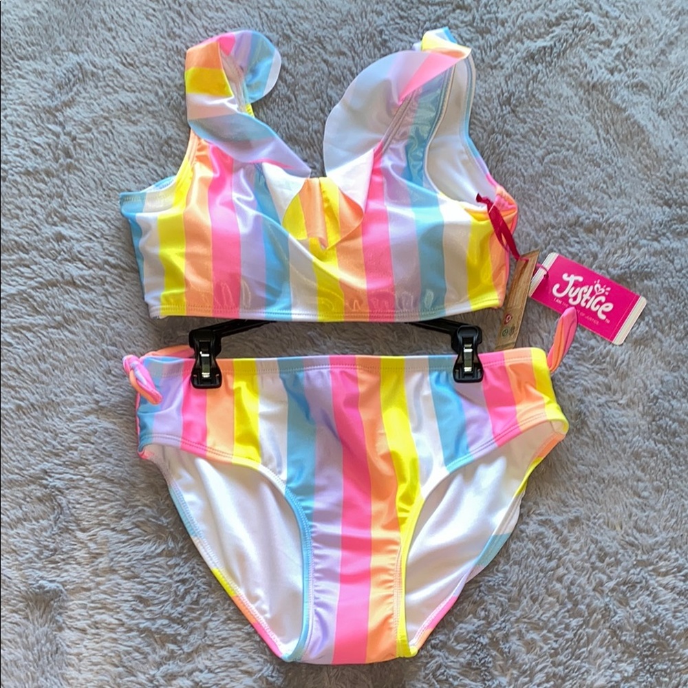 Colorful Striped Bikini Top